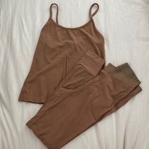 stars above Ribbed Tank & Legging Pajama Set in Chocolate Brown